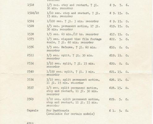 Breitling Price list 1966 – Vintage Price List