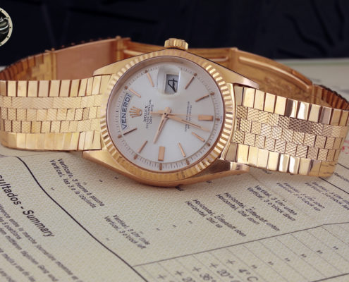 Rolex Daydate ref. 1803 Pink Gold 18kt ser. 9489** with rare Mat Bracelet – Photogallery