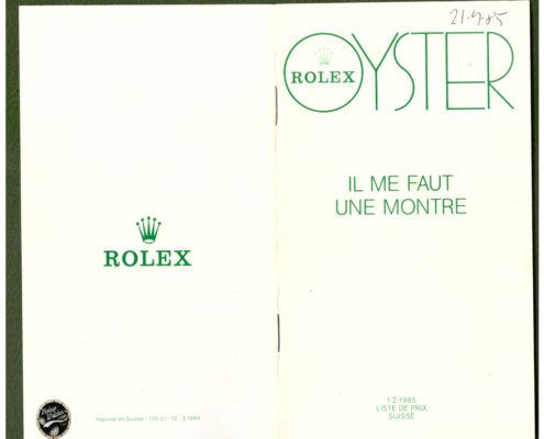 Listino Prezzi Rolex 1985 Svizzera – Rolex Price List 1985